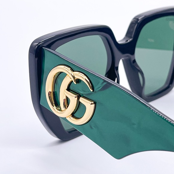 NEW GUCCI GG0956S 001 OVERSIZED GREEN BLACK WOMEN SUNGLASSES GUCCI - Picture 3 of 10